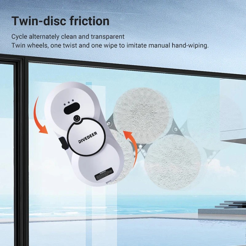 DIVEDEER Water spray window cleaning robot intelligent high-rise double-sided brushless motor glass cleaner spray type - Image 2
