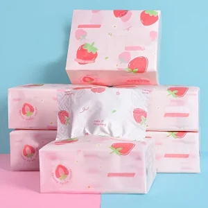 1 Pack/5 Packs/10Packs of Strawberry Printed 4-layer Soft Paper, Household Paper, Toilet Paper, Napkins, Kitchen Paper