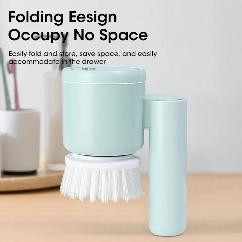 Cordless electric rotary scrubber with 5 replaceable brush heads, rechargeable bathroom and kitchen tile cleaning brush - Image 6