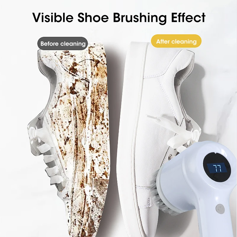 Cordless electric rotary scrubber with 5 replaceable brush heads, rechargeable bathroom and kitchen tile cleaning brush - Image 4