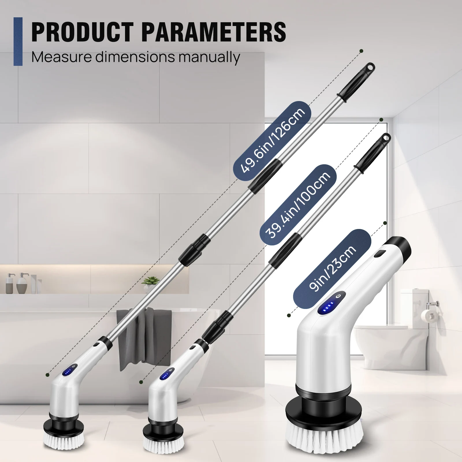 Cordless Electric Spin Scrubber,10-in-1 Multifunctional Spin Scrubber Kitchen Bathroom Cleaning Brush Rotary Cleaner - Image 3