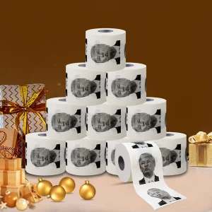 1-10 Rolls Donald Trump Roll Tissue Joke Fun Paper Tissue Gag Non-fading Nontoxic Dustless Prank Creative Bathroom Toilet Tissue