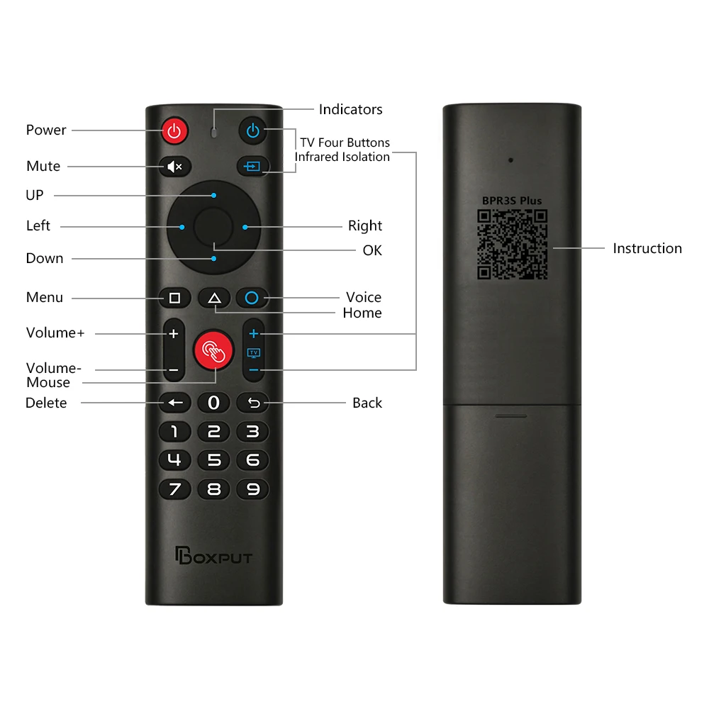BPR3S PLUS BT Air Mouse Voice Function IR learning TV 2.4G Wireless Remote Controller With Gyroscope for Android TV Box/PC - Image 5