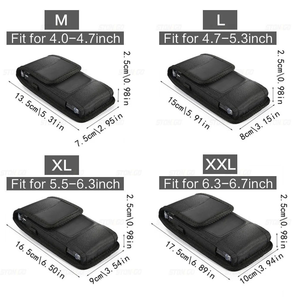 Vertical Nylon Cell Phone Belt Clip Holster Pouch Buckle Wallet Card Holder Case Cover For 4.0inch-6.7inch Phone iphone Samsung - Image 2