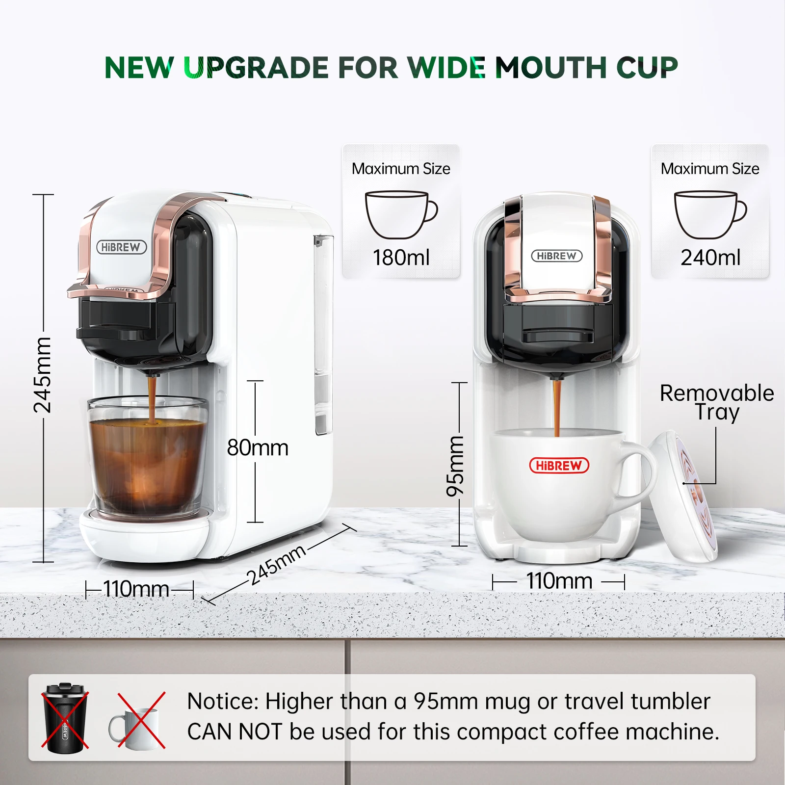HiBREW Multiple Capsule Coffee Machine, Hot/Cold Dolce Gusto Milk Nespresso Capsule ESE Pod Ground Coffee Cafeteria 20Bar 5 in 1 - Image 6