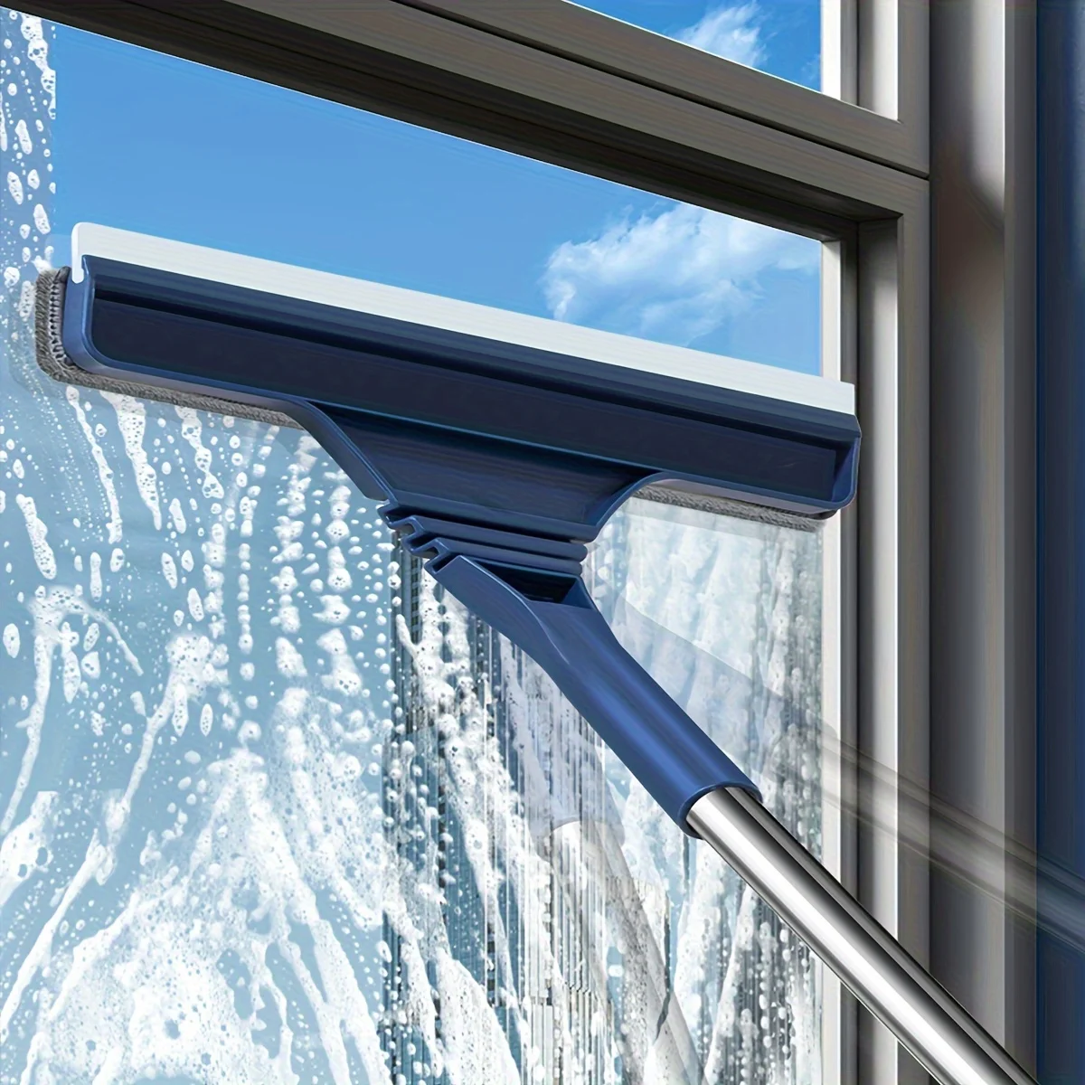 2 in 1 Window Mesh Screen Brush Dual-Sided Cleaning Blade Telescopic Long Handle Window Mop Squeegee Wiper for Home Cleaning - Image 5