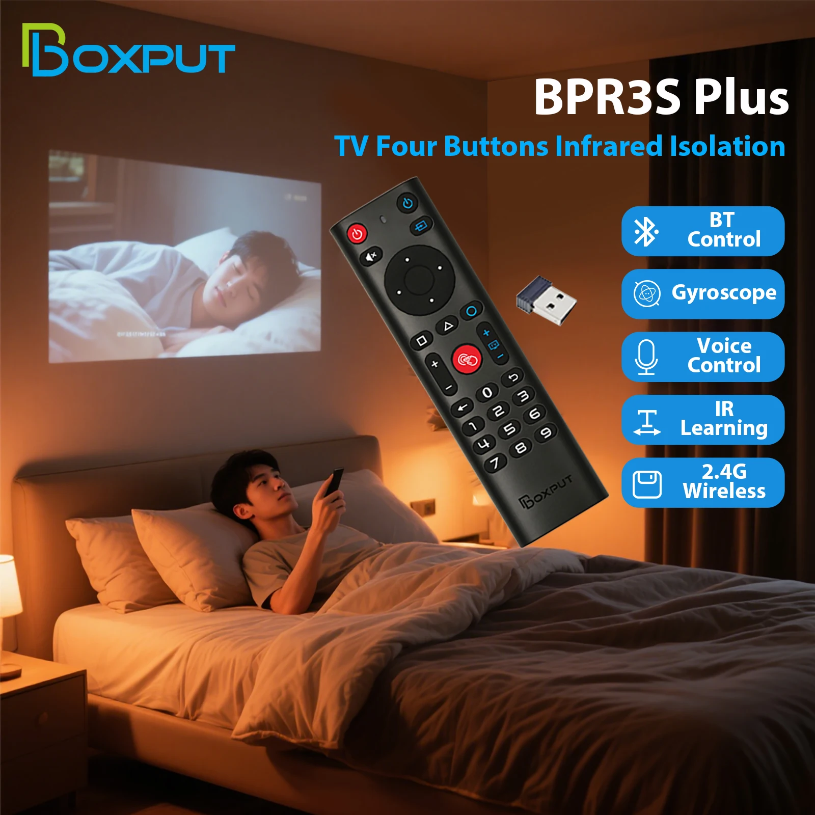BPR3S PLUS BT Air Mouse Voice Function IR learning TV 2.4G Wireless Remote Controller With Gyroscope for Android TV Box/PC - Image 2