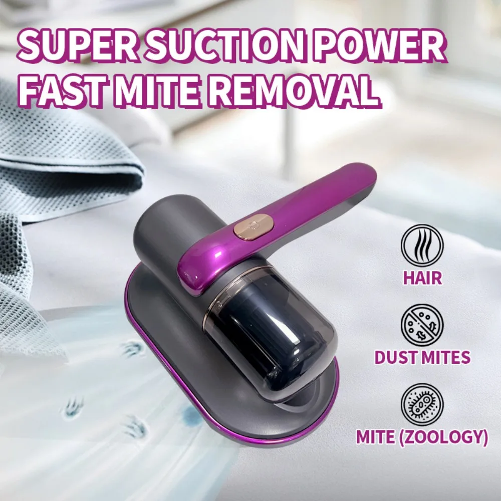 Household Portable Handheld Wireless Mite Remover USB Charging Super Suction UV Disinfect Deep Cleans Beds, Sofas, Pet Hair
