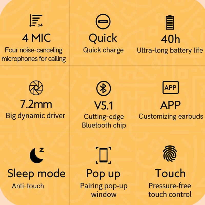 QCY T13 Bluetooth Headphone V5.1 Wireless TWS Earphone Touch Control Earbuds 4 Microphones ENC HD Call Headset Customizing APP - Image 3