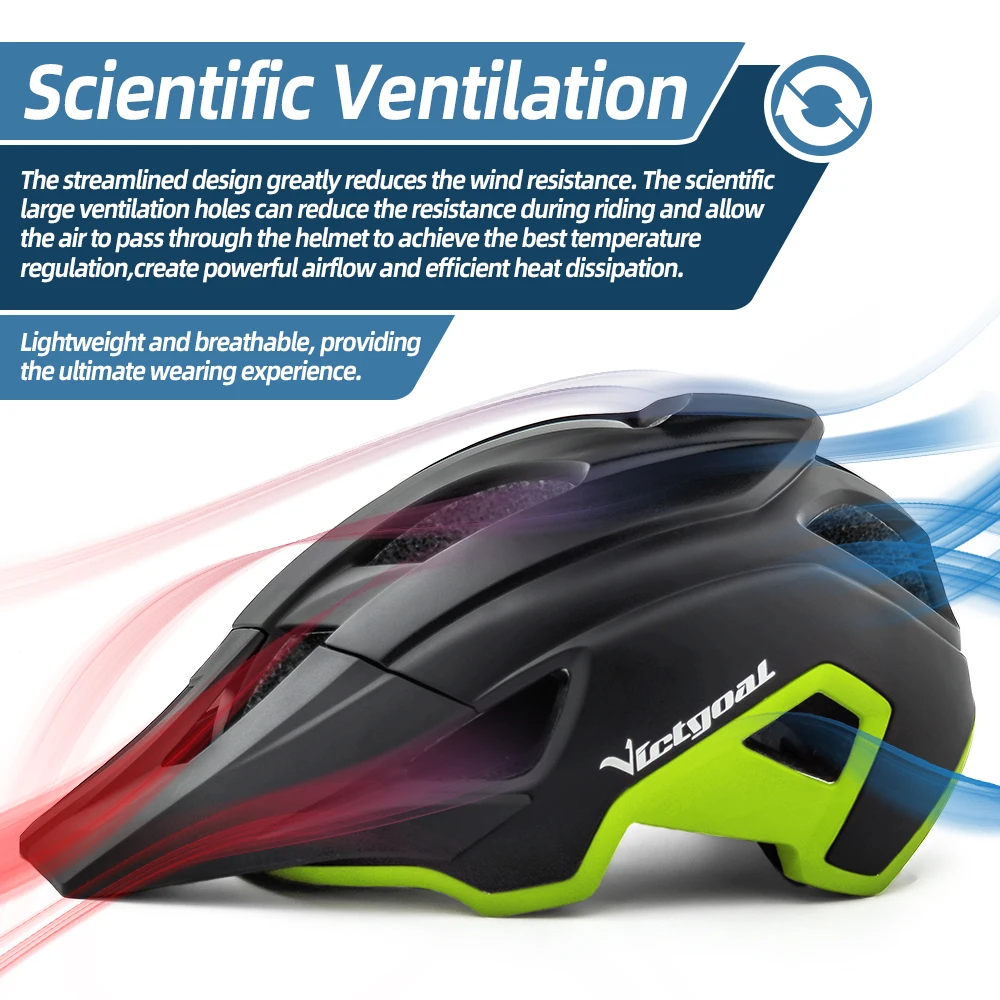 VICTGOAL LED Bike Helmet With Sun Goggle Visor Rechargeable LED Men Bicycle Helmet Sunglasses Shield Road MTB Cycling Helmets - Image 3