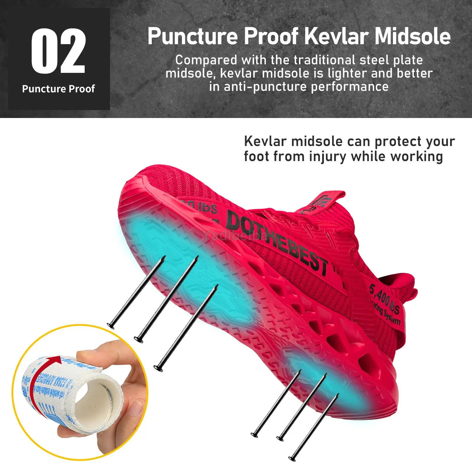 Steel Toe Safety Shoes for Men Women Lightweight Work Sneakers Puncture Proof Work Shoes Unisex Coustruction Safety Work Boots - Image 2