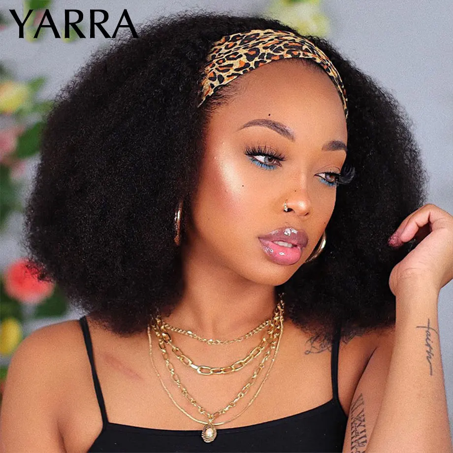 Afro Kinky Curly Human Hair Headband Wig For Black Women 180% Density Brazilian Remy Full Machine Made 100% Human Hair YARRA - Image 2