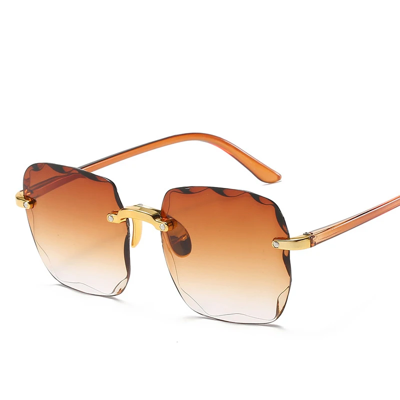 Square Rimless Sunglasses Women Luxury Brand Designer Summer Red Glasses Fashion Sun glasses For Men UV400 Shades Oculos - Image 6