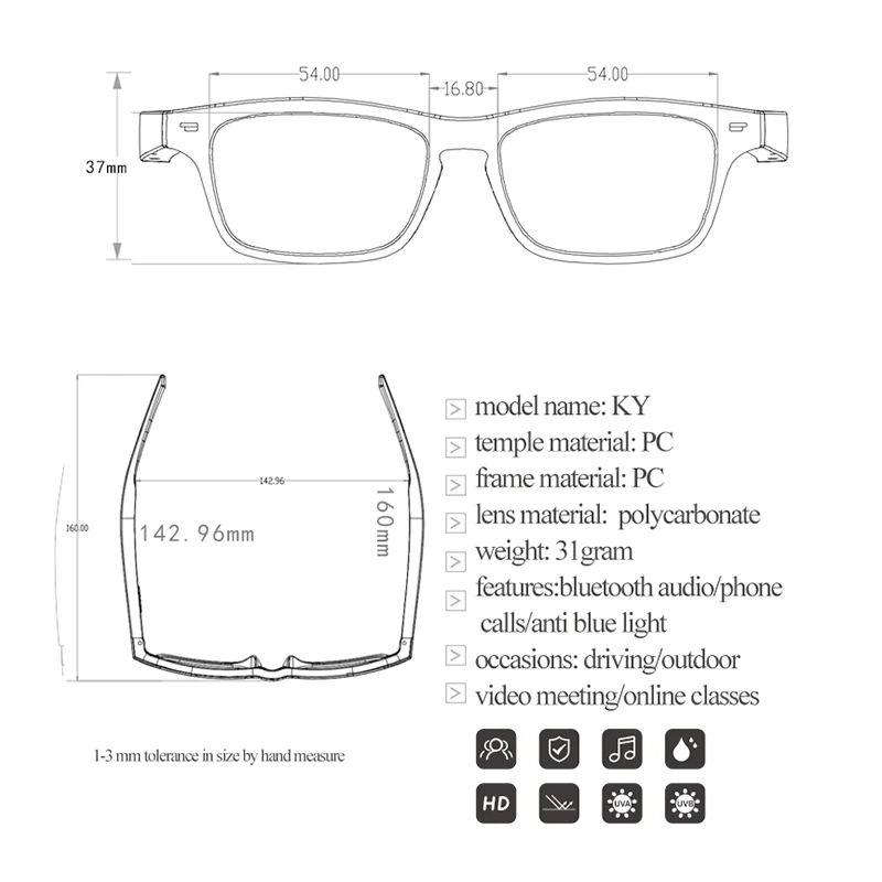 Smart Glasses Wireless Bluetooth 5.0 Sunglasses Outdoor Smart Sport Hands-Free Calling Calling Music Anti-Blue Eyeglasses - Image 6