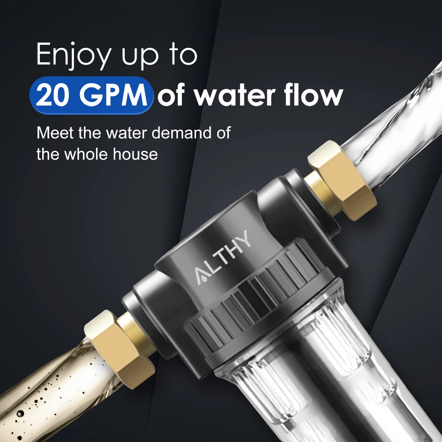 ALTHY Pre filter Whole House Spin Down Sediment Water Filter Central Prefilter Purifier System Backwash Stainless Steel Mesh - Image 5