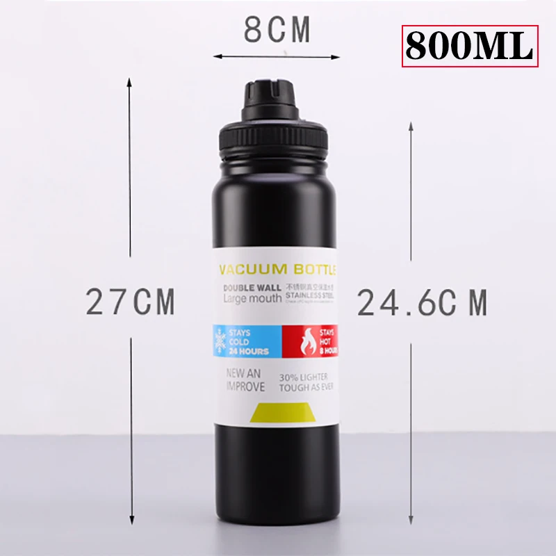 UPORS Stainless Steel Sport Water Bottle 600ml/800ml Large Capacity Double Wall Vacuum Insulated Tumbler Portable Thermos Bottle - Image 5