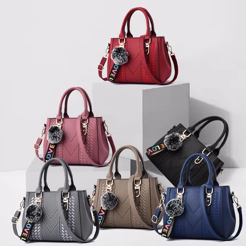 Embroidery Messenger Bags Women Leather Handbags Bags for Women Sac a Main Ladies hair ball Hand Bag - Image 5