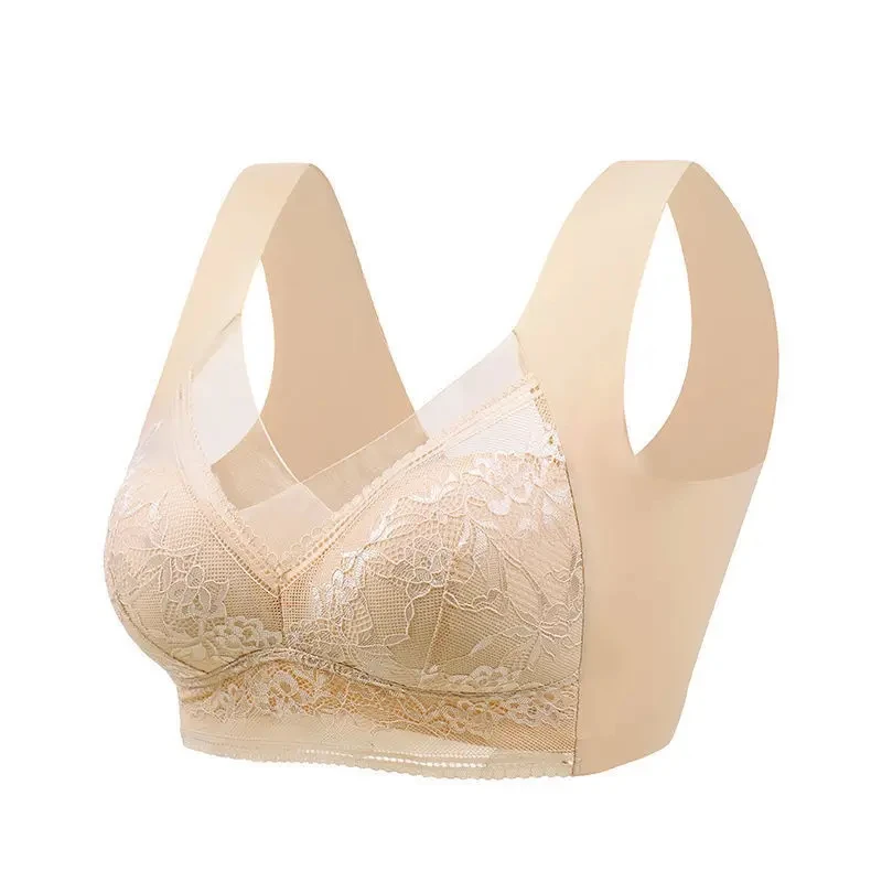 L-6L Women Large Bra Push Up Ice Silk Seamless upper Bralette Lace Wireless Summer Bras Plus Size Top Lingerie Underwear 15019 - Image 2