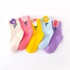 5 Pairs Girls Socks Cute Cartoon Flower Pattern Comfortable Breathable Kids Socks
