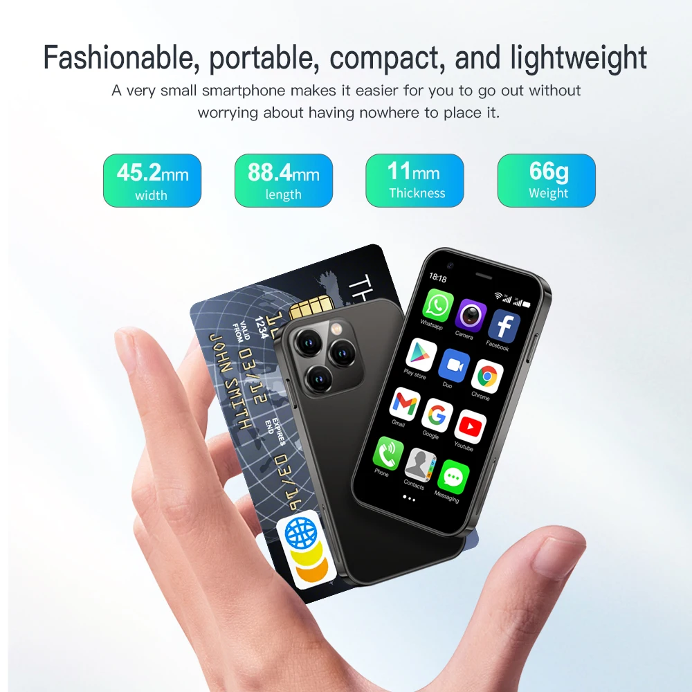 SERVO 15SE Mini Smartphone 3G WCDMA Android System WiFi Hotspot Play Store 3.0" Display Small Palm Smart Phones Dual SIM Standby - Image 6