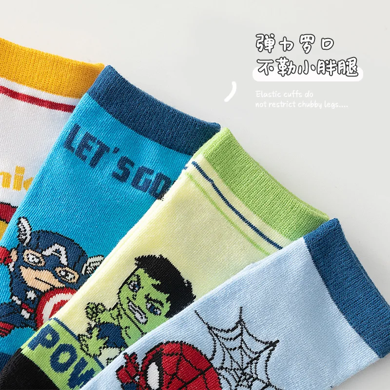 5 Pairs Spiderman Cotton Children's Socks iron Man Hulk Thor Anime kids Boys Short Socks Cartoon Baby Spring Summer Sock Y - Image 3