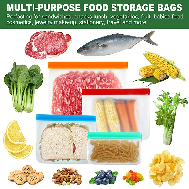 Reusable Silicone Food Bag Freezer Stand Up Food Storage Bag PEVA Bag Leakproof Containers Kitchen Fresh Bag Wrap Ziplock Bag - Image 6