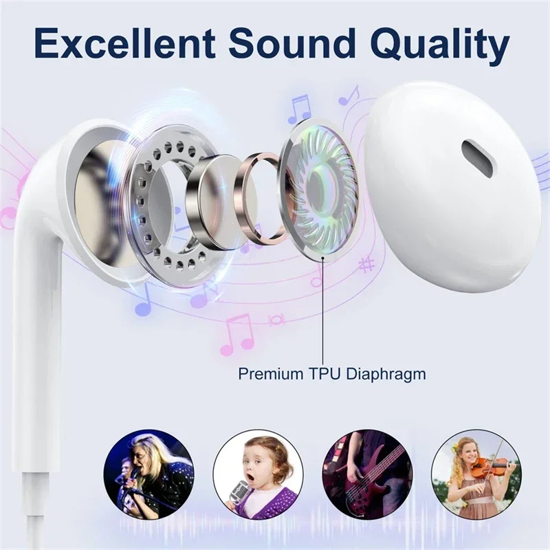 Original Headphones For Apple iPhone 16 15 14 13 11 12 Pro Max Plus In-ear Lightning 3.5MM Wired Bluetooth Earphones Accessories - Image 2