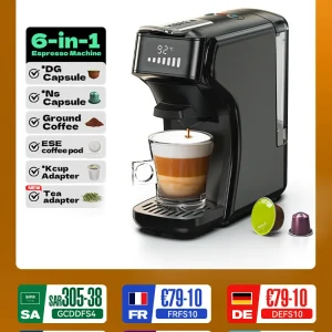 HiBREW 6in1 Capsule Coffee Machine Hot/Cold Multiple Espresso Cafetera Cappuccino Coffee Maker Dolce Gusto Nespresso Powder H1B