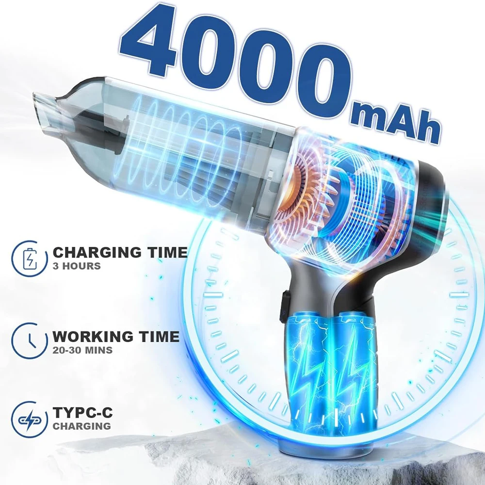 Car Vacuum Cleaner Wireless Portable Vacuum Cleaner 95000PA Strong Suction Handheld Mini Cleaner High Power Blower for Car Home - Image 4