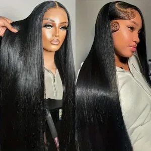 44 46 Long Inch 13×4 HD Lace Front Wig Brazilian Straight Human Hair Wig For Women 200 Density 13×6 Transparent Lace Frontal Wig