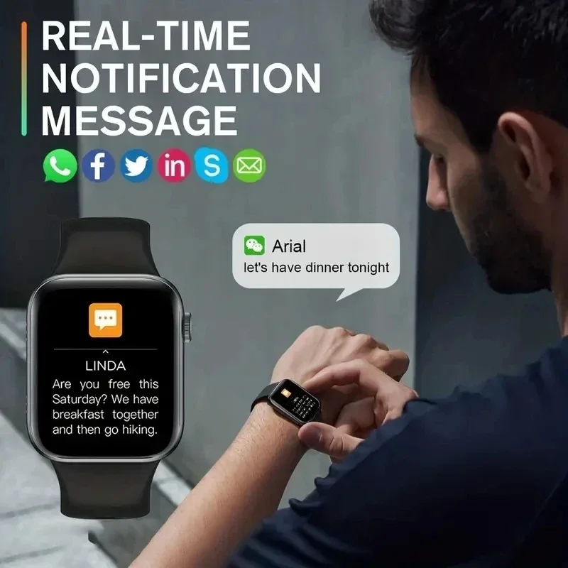 2025 New Smartwatch For Men Android IOS Phone 1.73" Screen Bluetooth Call Blood Oxygen Pressure Monitoring Smart Watch Women - Image 3