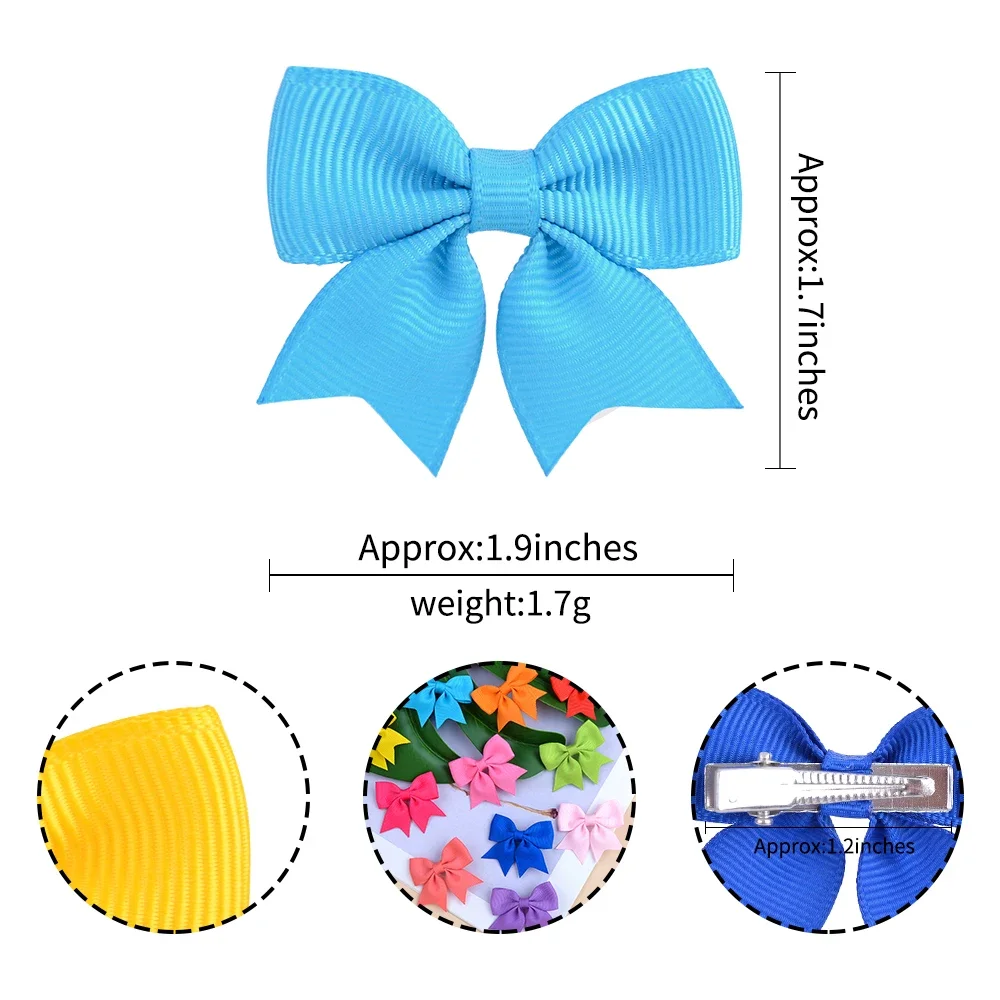 10Pcs/Set Solid Color Kids Bows Hair Clips for Baby Girls Handmade Ribbon Bowknot Hairpin Barrettes New Year Hair Accessories - Image 3
