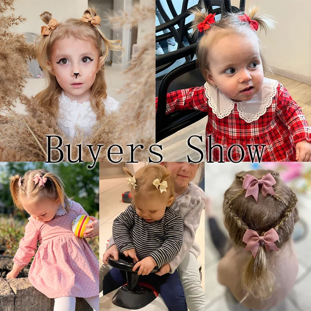10Pcs/Set Solid Color Kids Bows Hair Clips for Baby Girls Handmade Ribbon Bowknot Hairpin Barrettes New Year Hair Accessories - Image 2