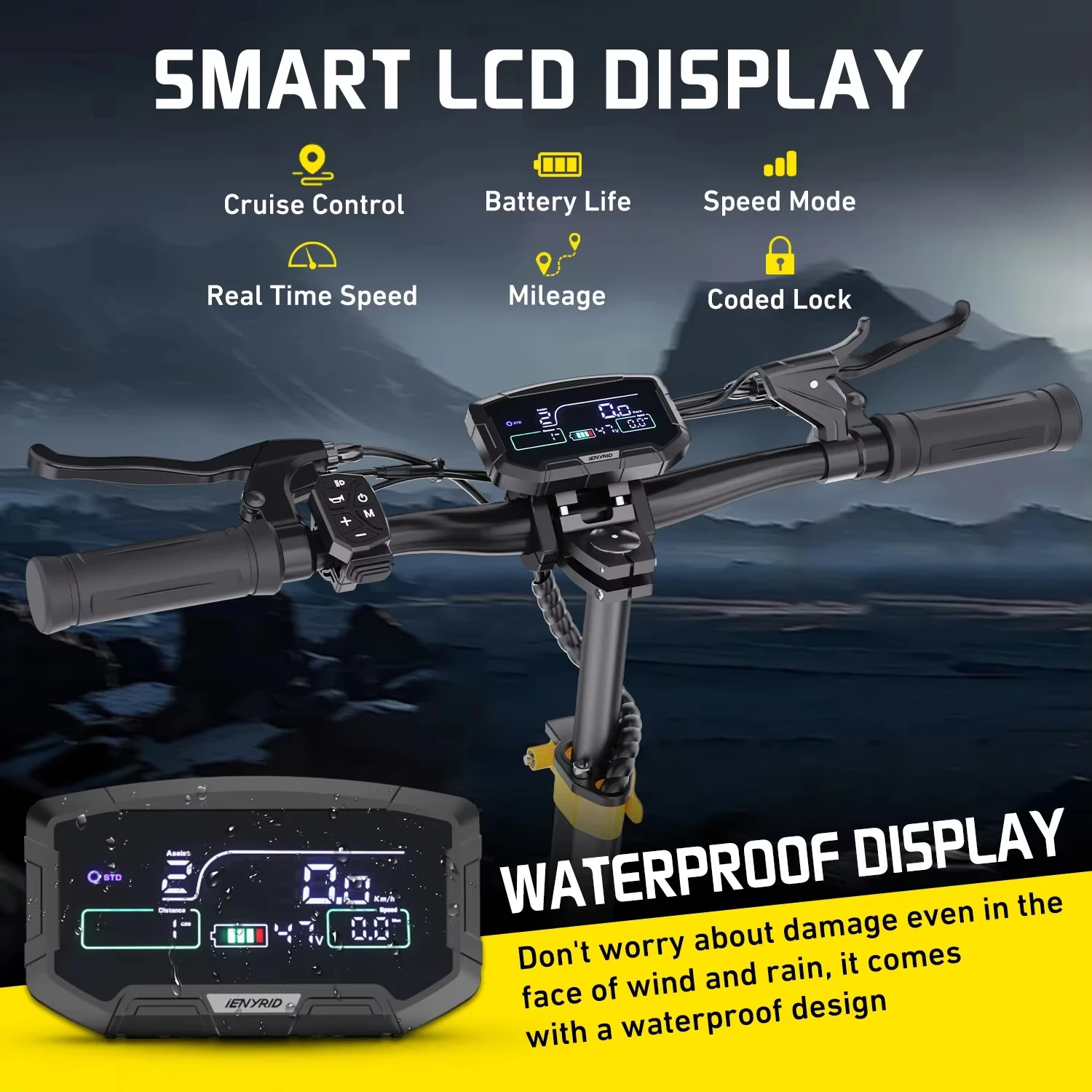 IENYRID IE-ES1 E-Scooter 2400W Dual Motor 48V20.8AH Electric Scooter 10 Air off-road Tires Waterproof Design Electric Skateboard - Image 3