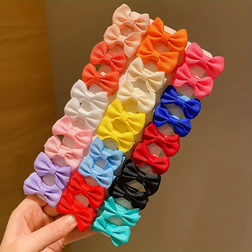 30/90Pcs Cute Dopamine Color Fabric Hairpins for Little Girls Cute Bow Hair Accessories - Image 2