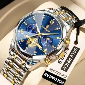 POEDAGAR Luxury Men Watch Top Original Waterproof Luminous Chronograph Man Wristwatch Stainless Steel Quartz Men’s Watches Reloj