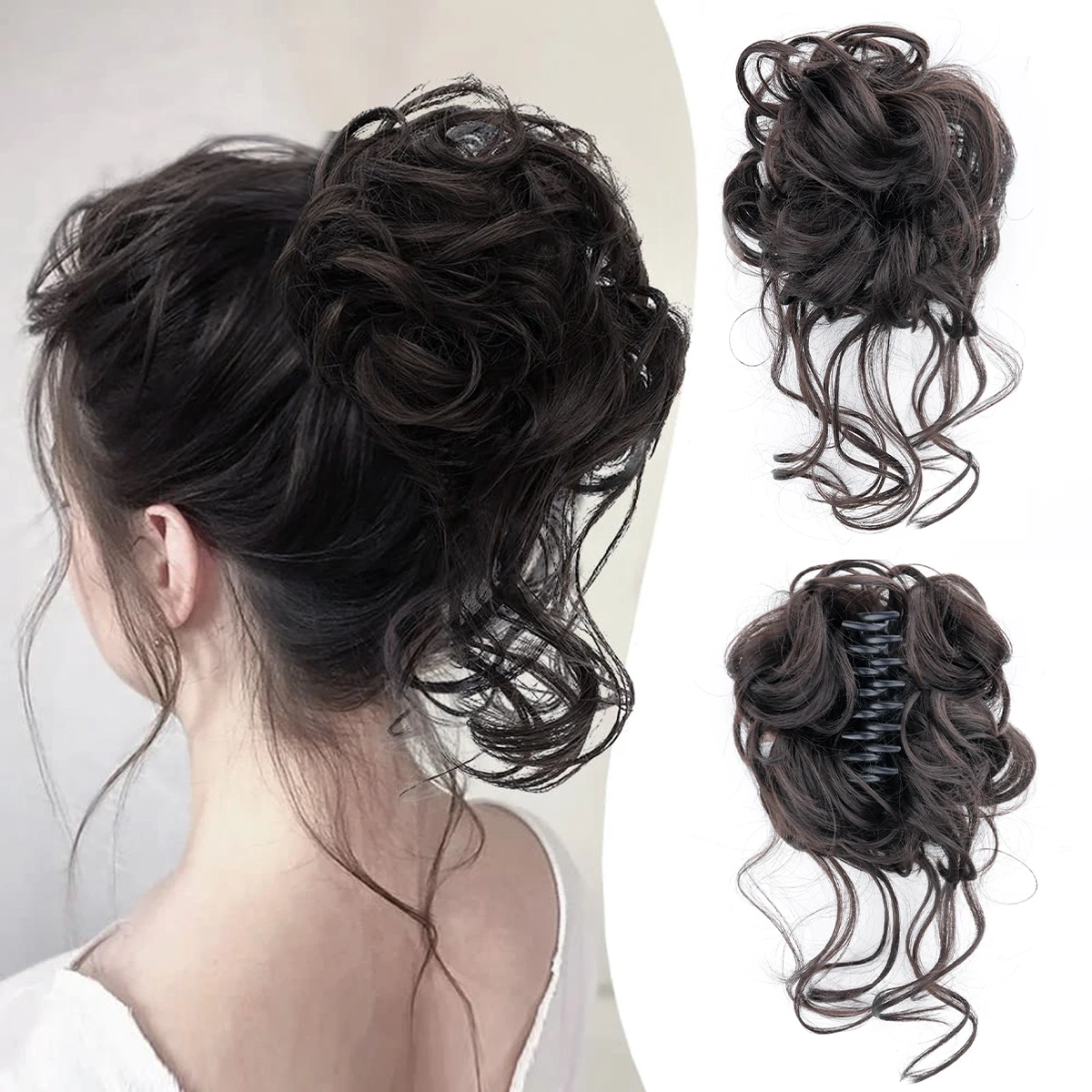 Chorliss Synthetic Claw Chignon Women Messy Curly Fluffy Hair Bun Clip In Ponytail Hair Extensions Natural False Hairpieces - Image 2