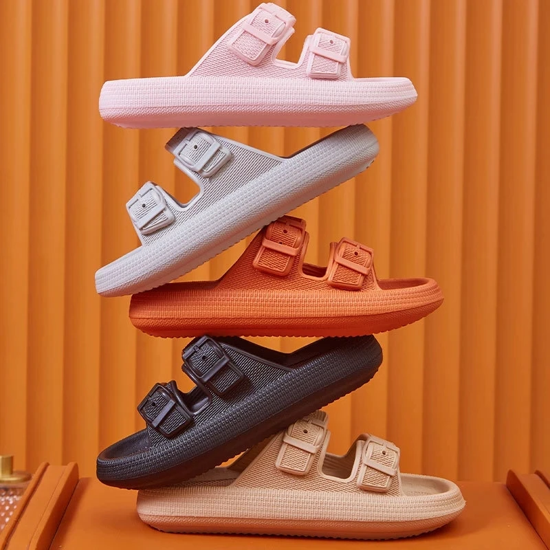 Fashion Buckle Thick Platform Slippers Women Home Soft Sole eva Cloud Slides Sandals Woman 2025 Summer Non Slip Beach Flip Flops - Image 2