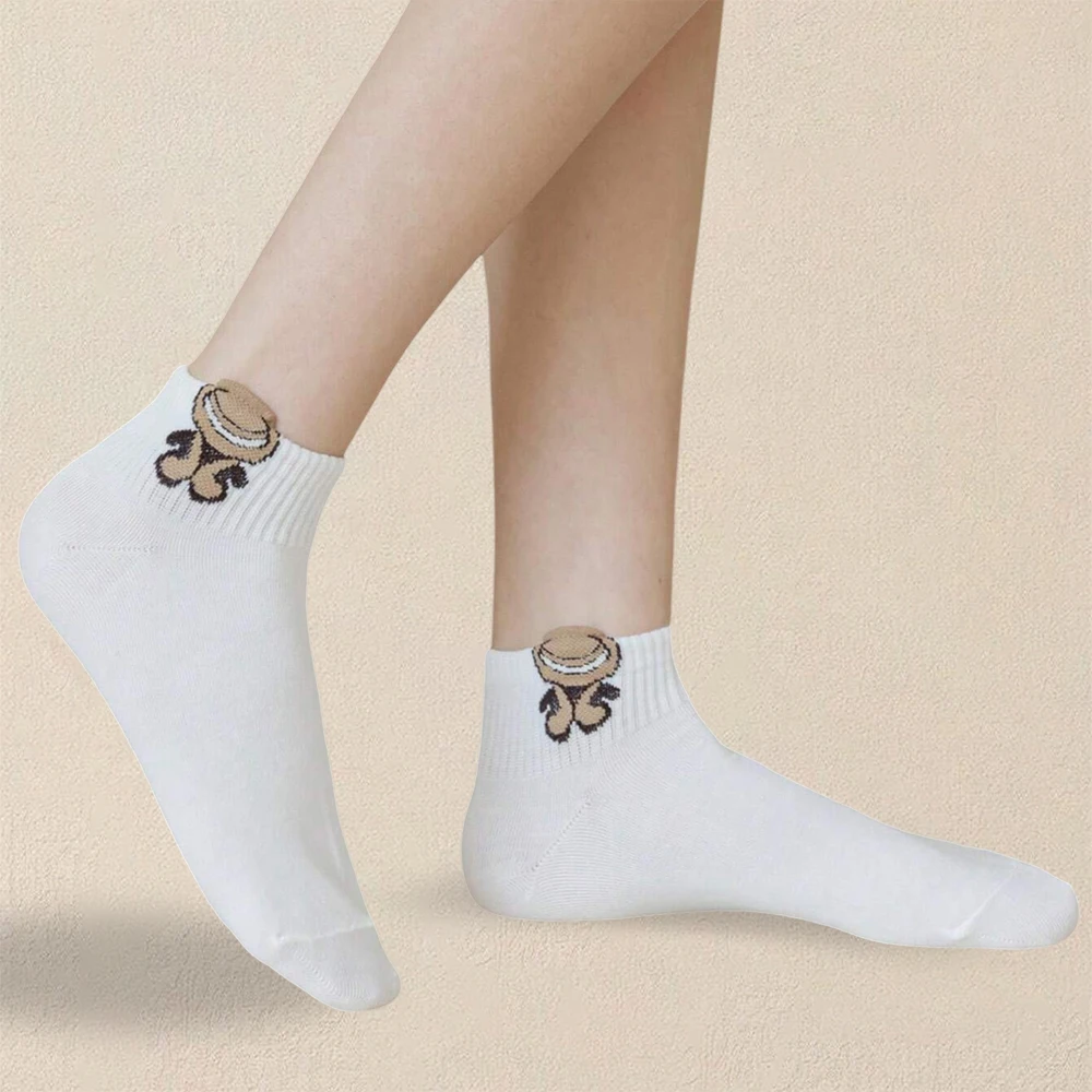 5/10/20 Pairs Women Cartoon Teddy Bear Patterned Ankle Socks Versatile Fashionable Creative Breathable Comfortable Casual Socks - Image 2