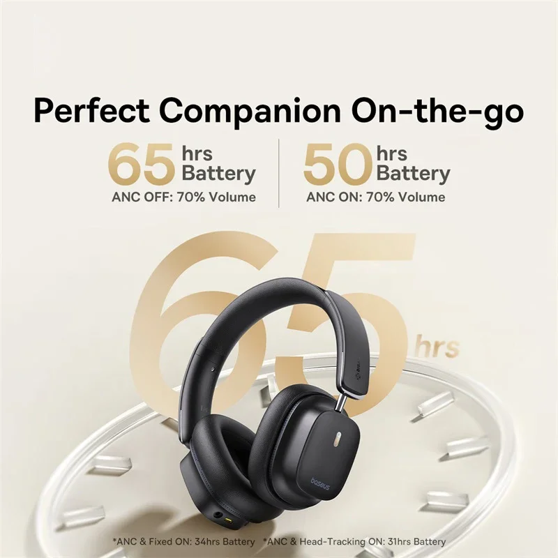 Baseus Bowie 30 Max Bluetooth Headphones 45dB Noise Cancellation Hi-res LDAC Over Ear Headset 3D Spatial Audio Wireless Earphone - Image 5