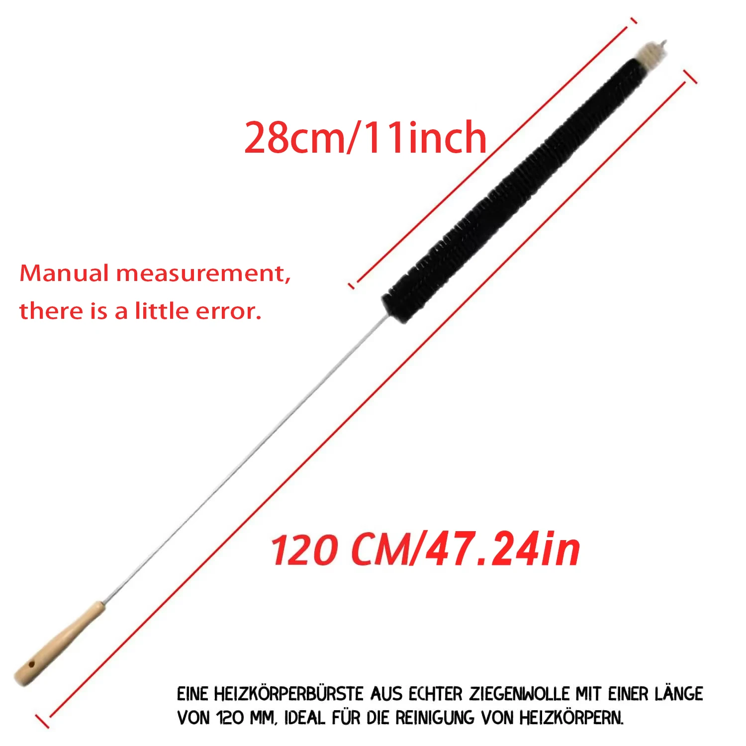 1PCS Radiator brush - 120 cm - Radiator brush with goat hair bristles - Ideal for cleaning flat radiators - Image 6