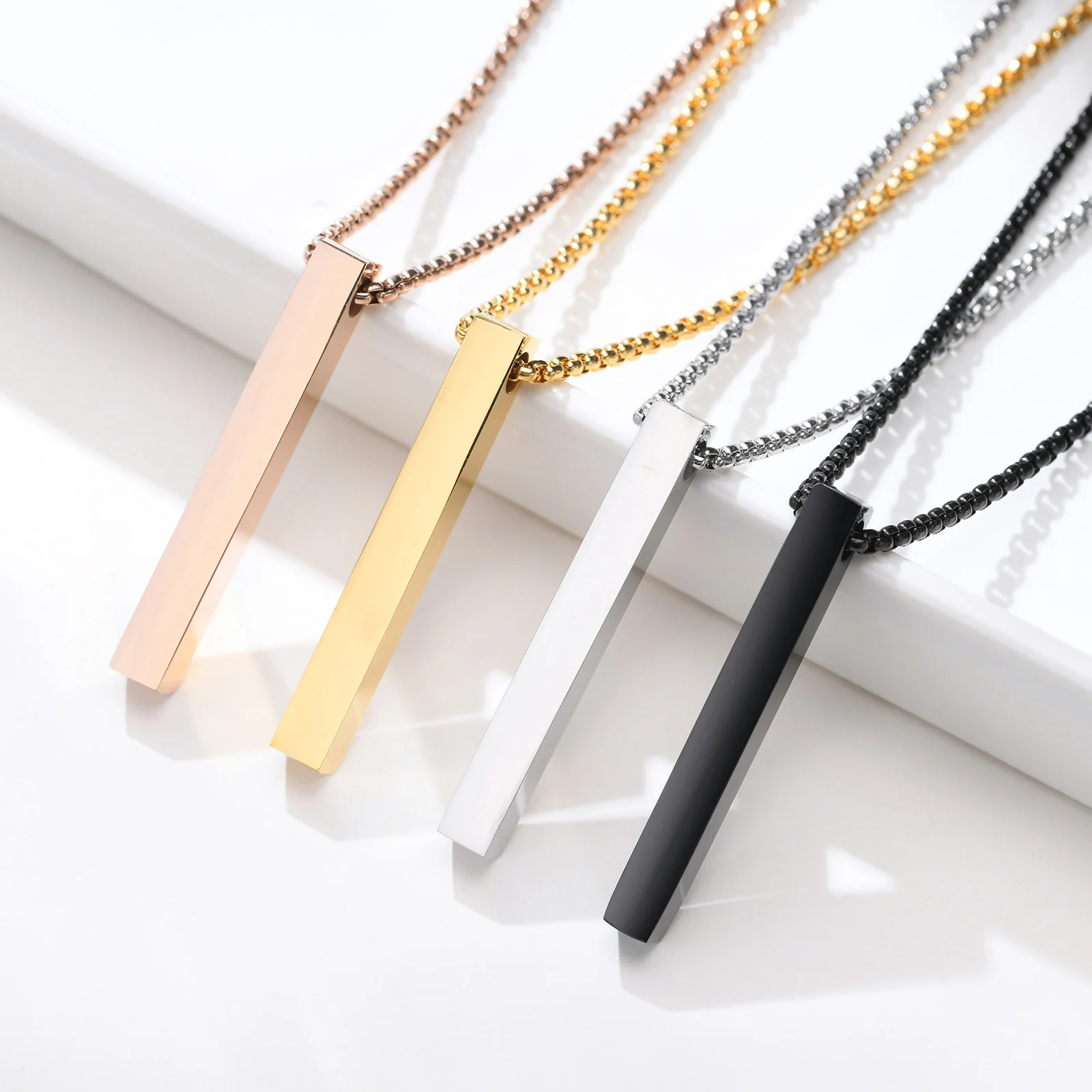 Vnox 5mm Pillar Necklace for Men Women, Stainless Steel 3D Bar Pendant, Minimalist Simple Casual Unisex Neck Collar - Image 5