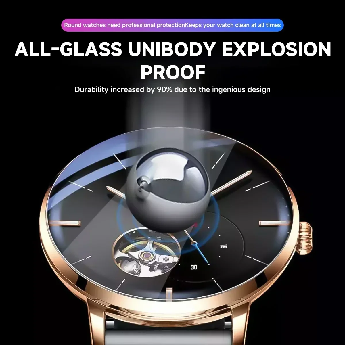 26-46mm Universal Tempered Glass Smartwatch Screen Protector Protective Film 28mm 30mm 32mm 38mm 40mm 41mm 42mm Diameter 2-5PCS - Image 5