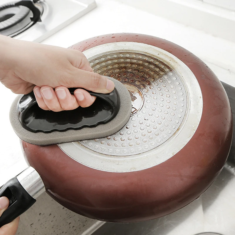 Magic Emery Sponge Brush Wipe Eraser Cleaner Kitchen Bath Rust Strong Decontamination Cleaning Tools With Handle Household Tools - Image 3