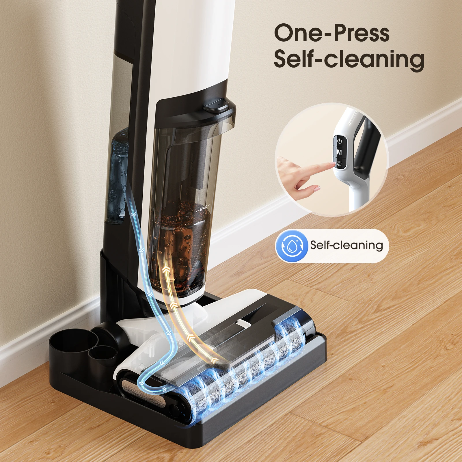 Lubluelu Wet Dry Vacuum Cleaner 3-in-1 Vacuum Mop Self-Cleaning 6mm Edge Cleaning Twin Blades for Pet Hair Power Floor Washer - Image 3