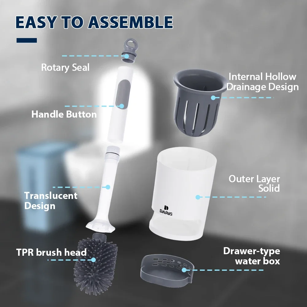 Water Spray Silicone Toilet Brush 40cm Long Handle Refillable Silicone TPR Brush With Wall-Mounted Bathroom Cleaning Accessories - Image 6