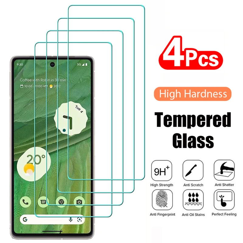 4PCS Tempered Glass for Google Pixel 9 10 8 Pro 9A 8A 7 7A 6 6A 5 4A 4 XL 3 Protective Transparent Screen Protector Film Glass