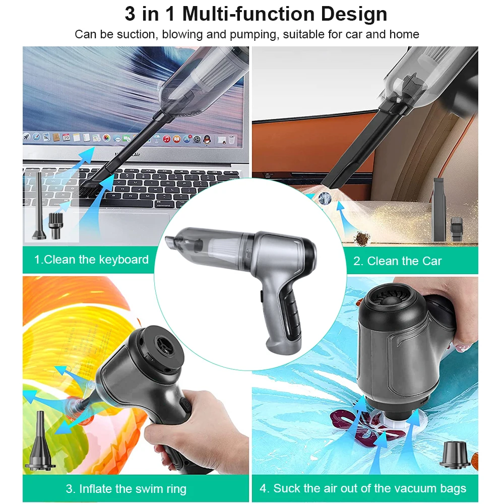 Car Vacuum Cleaner Wireless Portable Vacuum Cleaner 95000PA Strong Suction Handheld Mini Cleaner High Power Blower for Car Home - Image 6