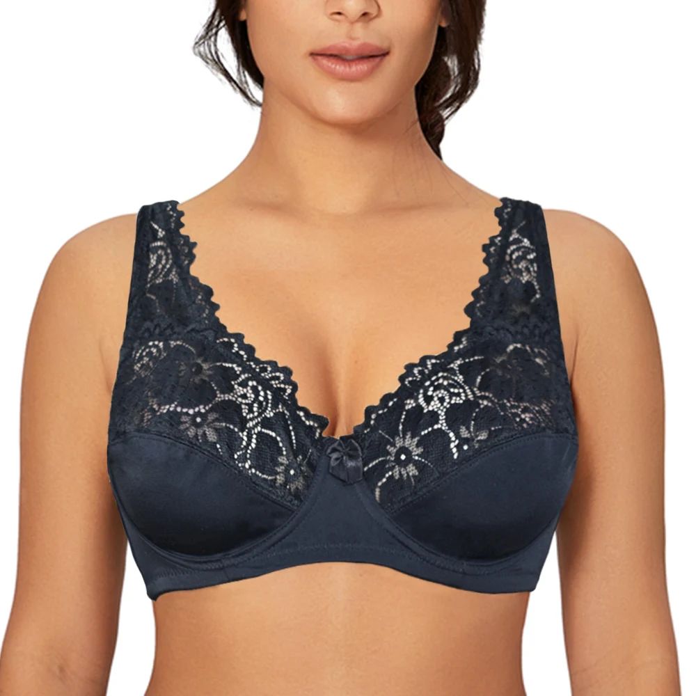 Bras For Womens Lingerie Top Female Lace Bra Underwire Plus Size Brassiere Perspective Sexy Underwear B C D DD E F Cup - Image 6