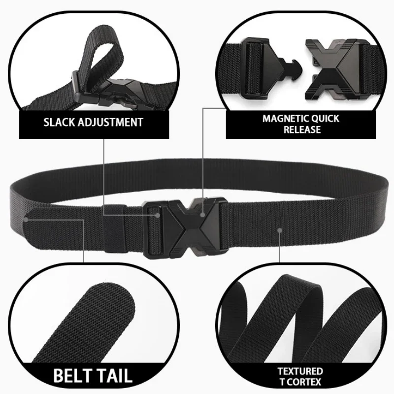 The New Men's 125cm Buckle Belt Nylon Braided Lightweight Breathable Daily Commuter Men's Belt - Image 5